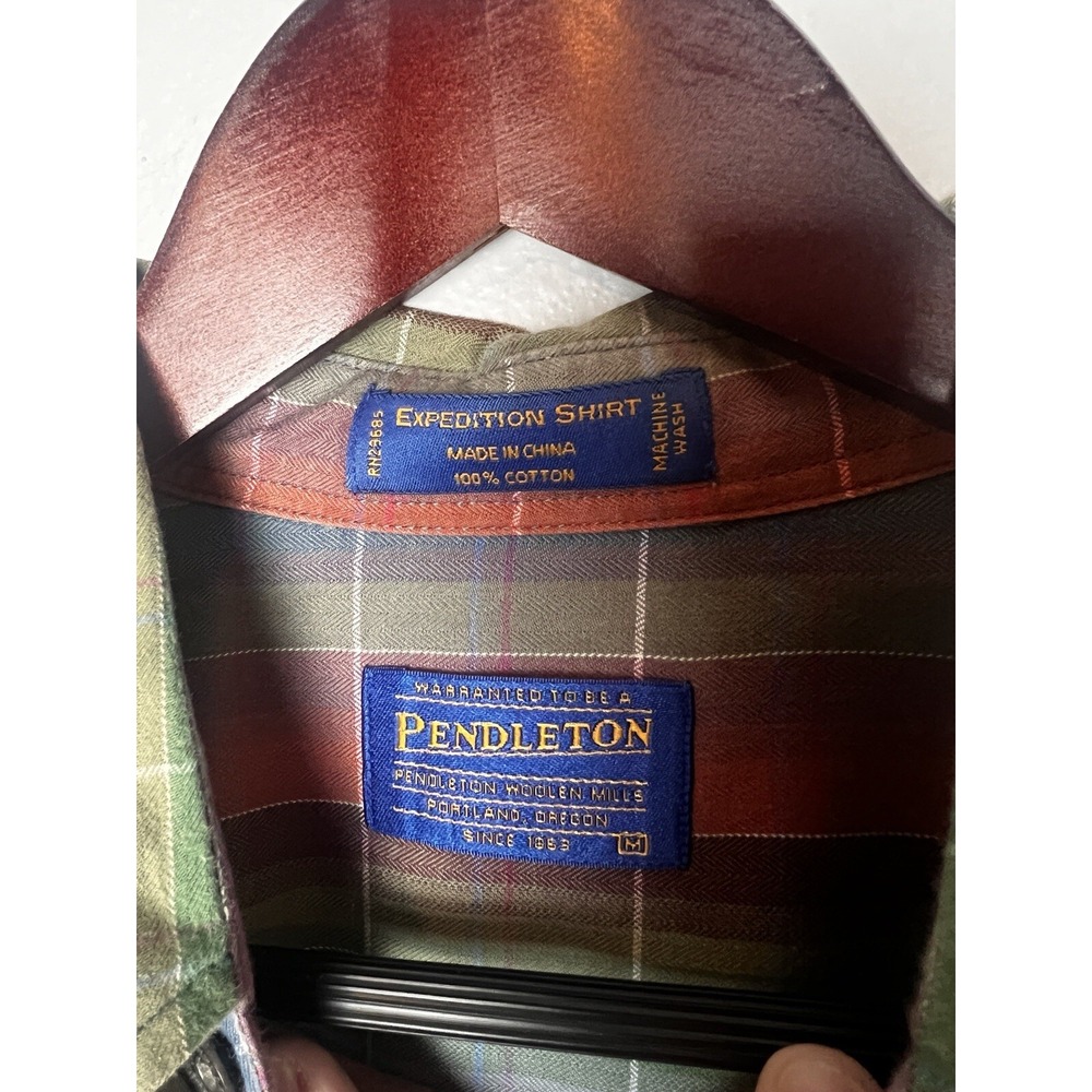 Pendleton Plaid Red Blue Button Down Ls Mens Cott… - image 4